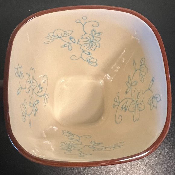 Set of 4 Temp-Tations by Tara ~ Aqua Square Mugs w/ White Floral Lace Pattern - Picture 7 of 12